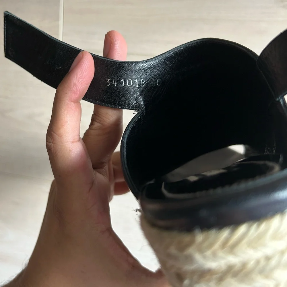 Balenciaga Black Leather Espadrille Wedge Sandals Size 10